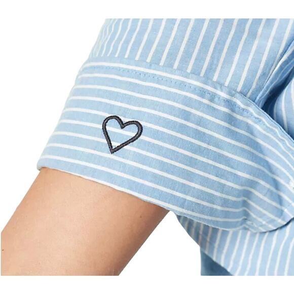 Candace Cameron Bure Regular Hi-Low Boyfriend Shirt Ragetta Strip Size XS NWOT - Picture 3 of 11